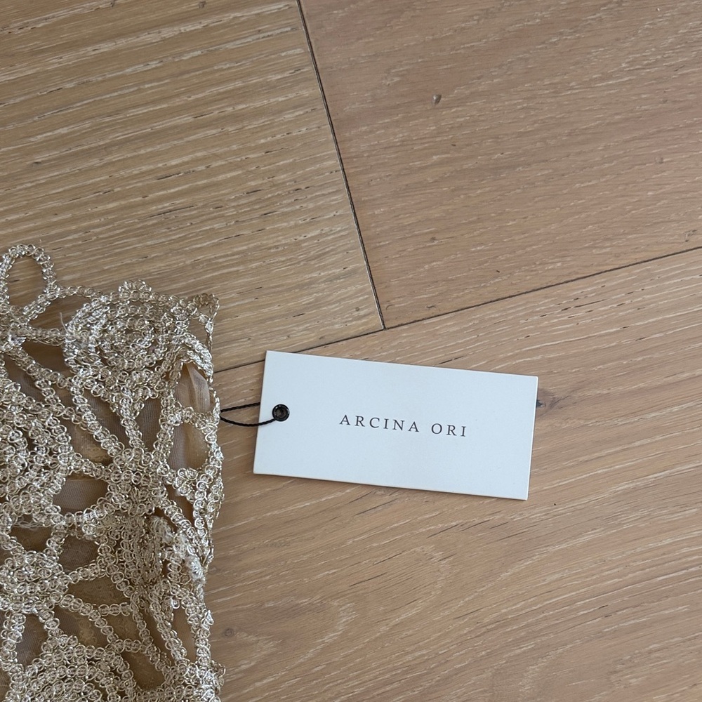 Crochet Floral Midi Dress in Beige - Women's Kendra gold lace - Picture 2 of 3